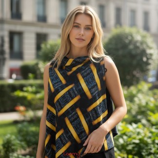 Digital and velvet scarf - HND24.213V DARK BLUE ( 2 sides )